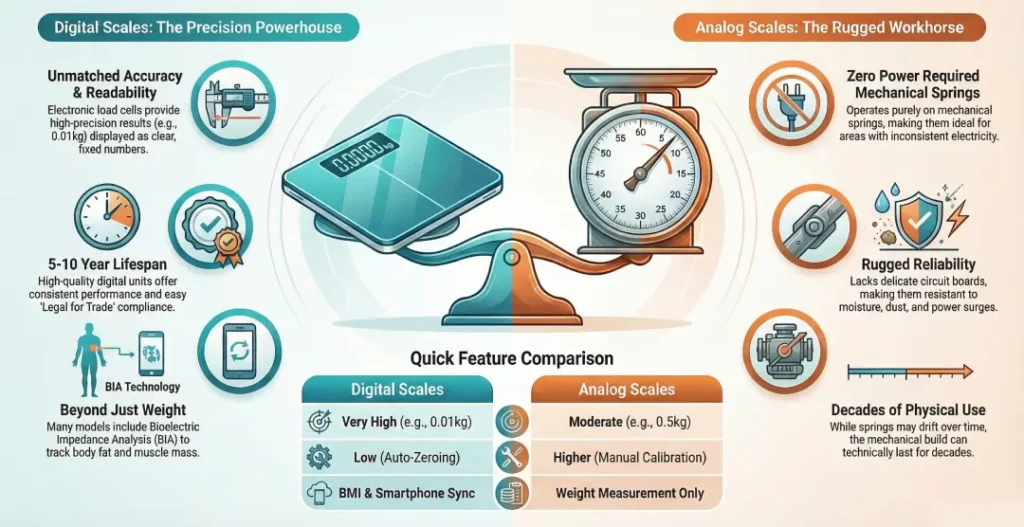 Digital vs Analog Weighing Scale: Accuracy comparison